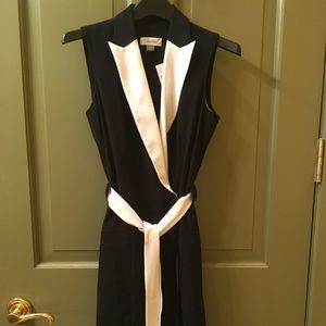 Calvin Klein new black 2P peak lapel wrap dress